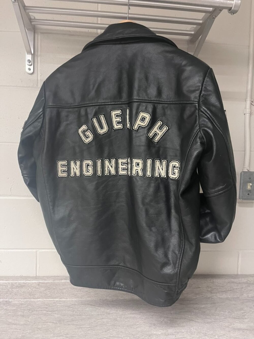University of Guelph Engineering Leather Jacket Black Varsity 2017 Class Size 42